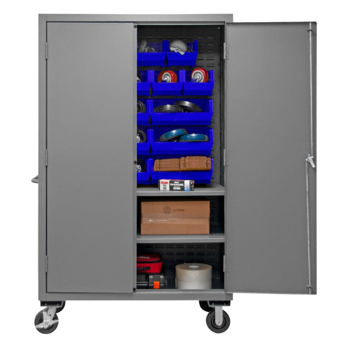 3502M-BLP-18-2S-5295 Mobile Cabinet, 2 Shelves, 18 Blue Bins