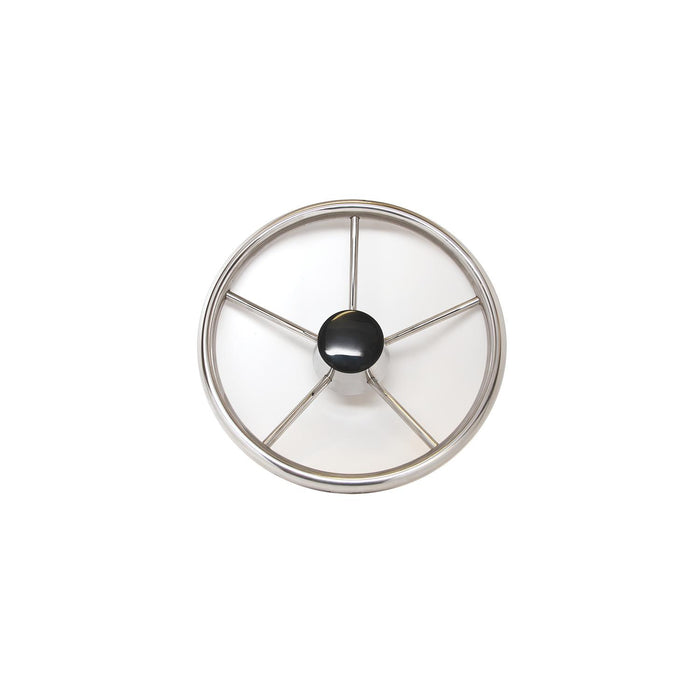 SeaDog 230115 15" 6-Spoke Stainless Steering Wheel w/Plastic Center Cap, 10° Dish