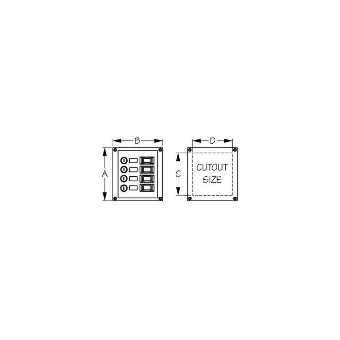 Sea-Dog 4240101 4-Gang Vertical Rocker Switch Fuse Panel