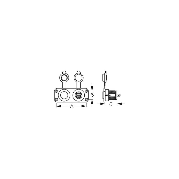 SeaDog 426505 Double USB 12V to 24V Input & Power Socket Panel | Includes Screws & Connectors