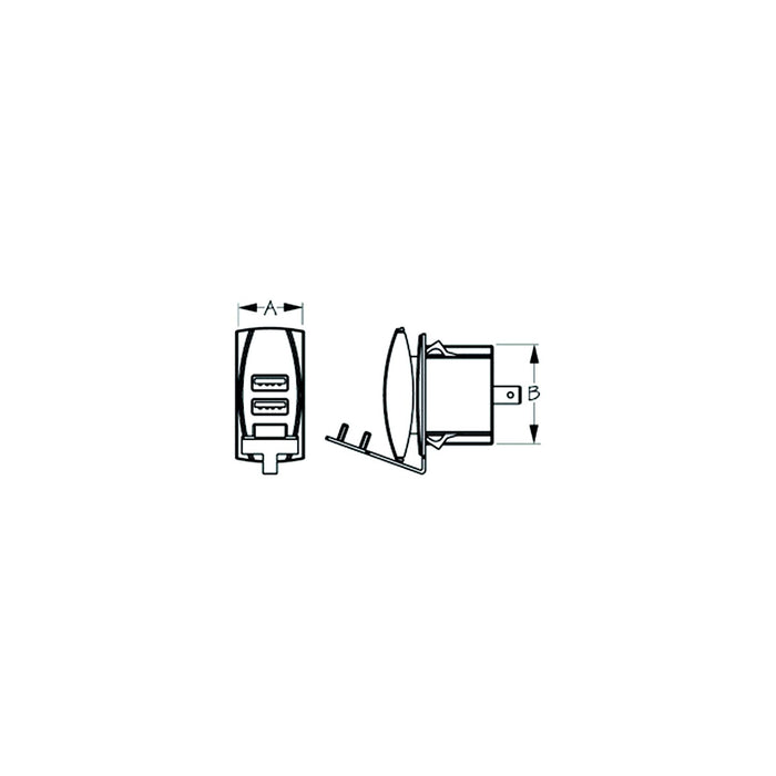 SeaDog 426520 Double USB 12V to 24V Input Rocker Switch Power Socket
