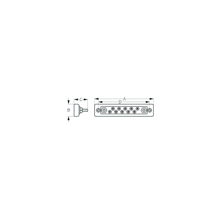 Sea-Dog 4267221 Buss Bar 10 Screw Terminal Block, 6"