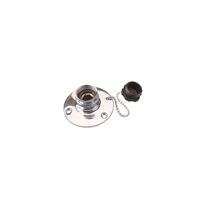 SeaDog 512110 Fresh Water Inlet | #8 Fastener | Brass Chrome Plated | Includes Cap & Chain