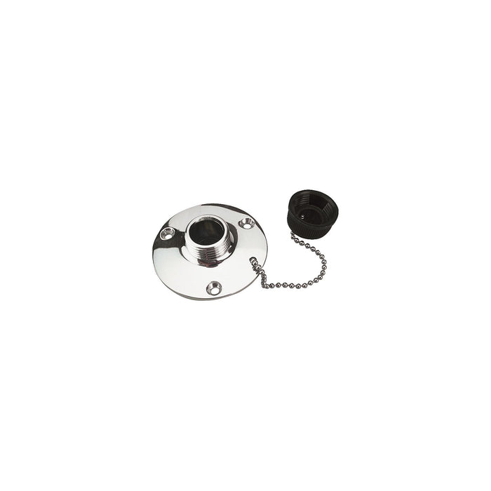 SeaDog 512120 Washdown Water Outlet | #8 Fastener | Brass Chrome Plated | Includes Cap & Chain