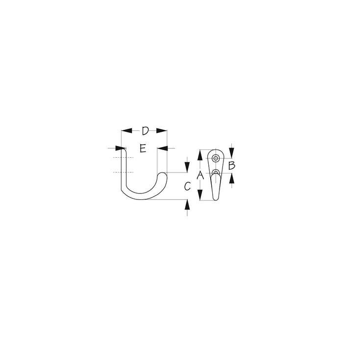 Sea-Dog 6715001 Single Coat Hook - Small, Chromme/Brass, pr.