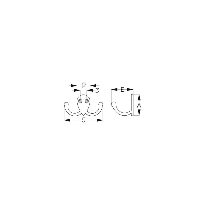 Sea-Dog 671515 Double Coat Hook - Brass