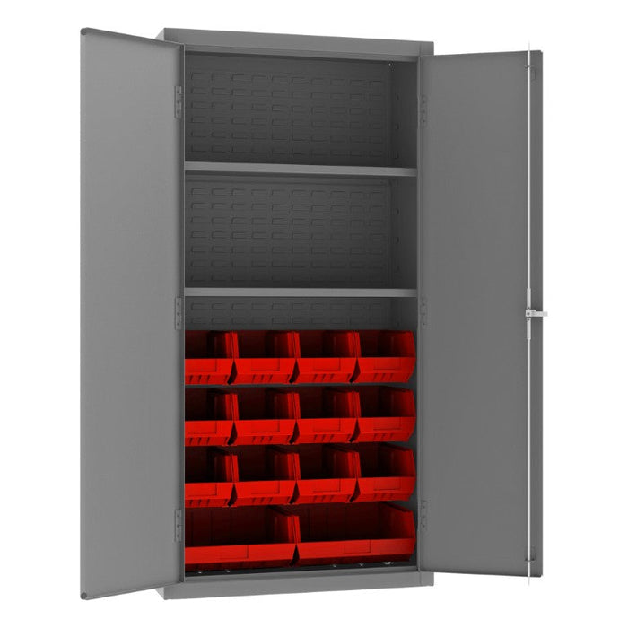 3602-BLP-14-2S-1795 Cabinet, 2 Shelves, 14 Red Bins