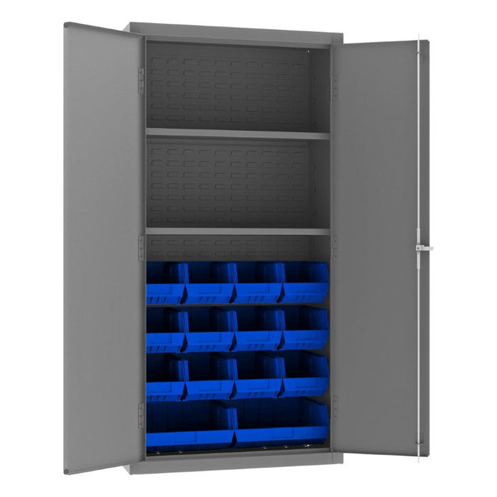 3602-BLP-14-2S-5295 Cabinet, 2 Shelves, 14 Blue Bins