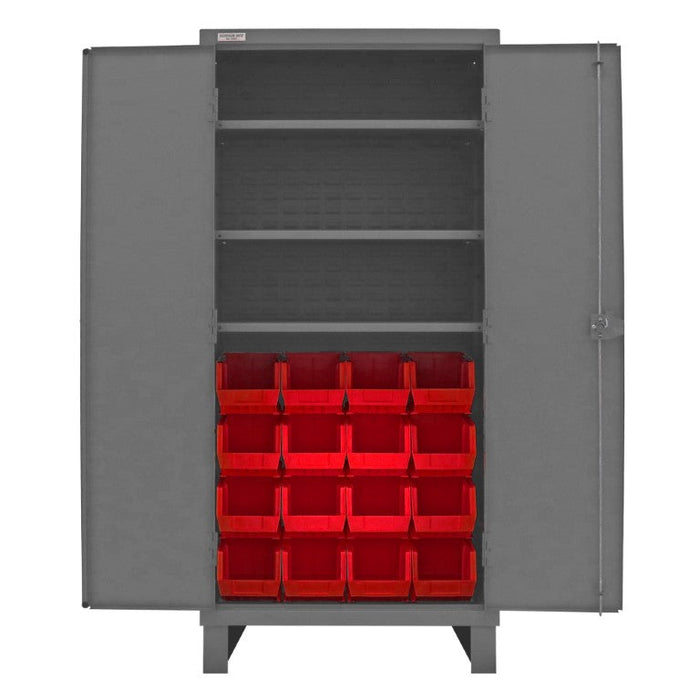 3702-16-3S-1795 Cabinet, 3 Shelves, 16 Red Bins