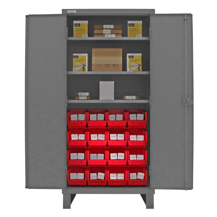 3702-16-3S-1795 Cabinet, 3 Shelves, 16 Red Bins