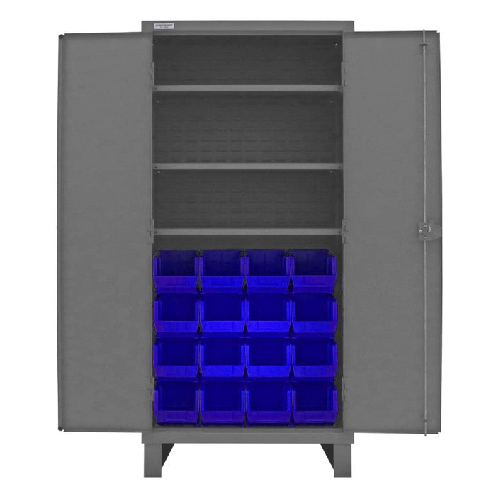 3702-16-3S-5295 Cabinet, 3 Shelves, 16 Blue Bins