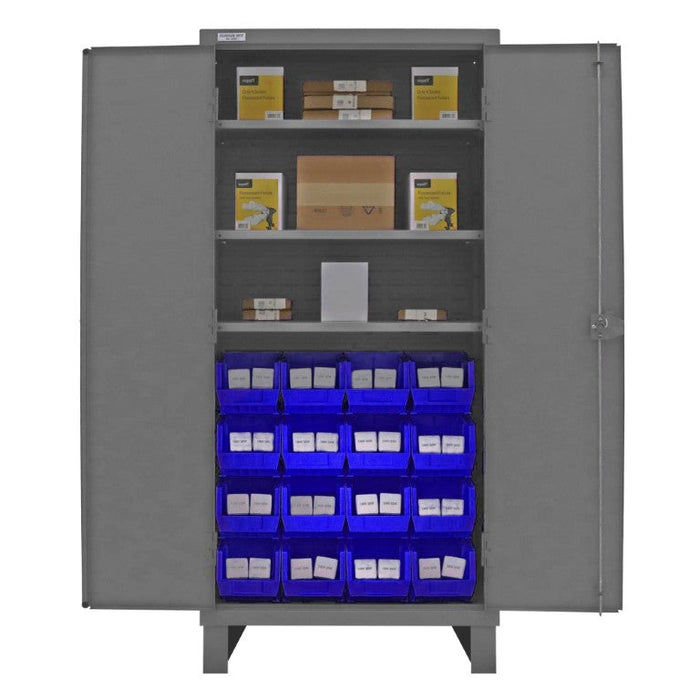 3702-16-3S-5295 Cabinet, 3 Shelves, 16 Blue Bins