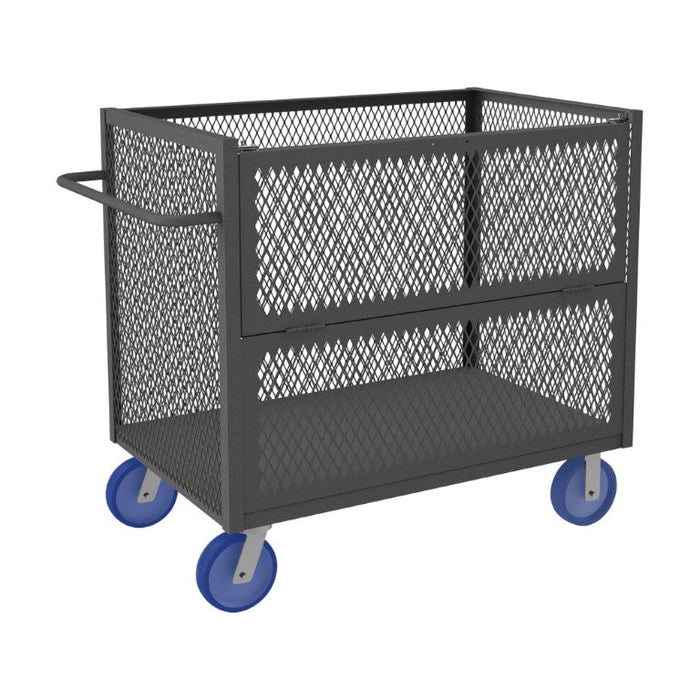 3STDG-EX3048-8PU-95 3 Sided Mesh Truck, 1 Shelf, Drop Gate