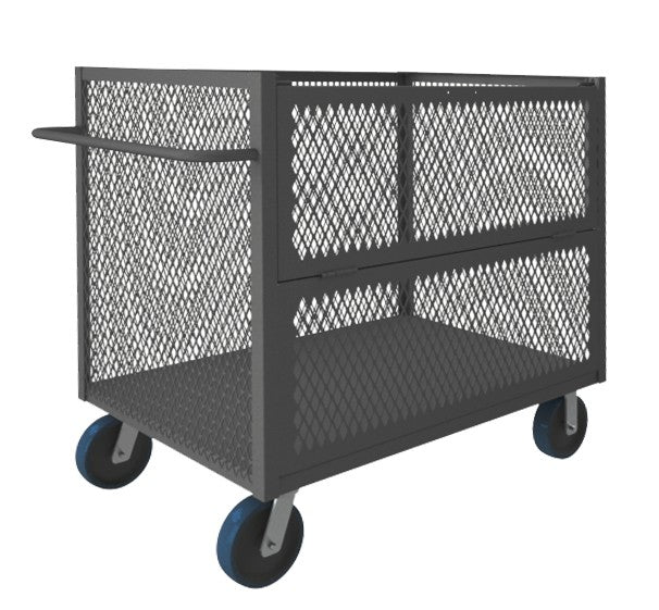 3STDG-EX3060-6PU-95 3 Sided Mesh Truck, 1 Shelf, Drop Gate