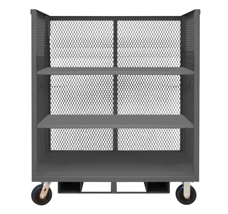 3STFP-EX2448-3-6PU-95 3 Sided Mesh Truck, 3 Shelves, No Handle