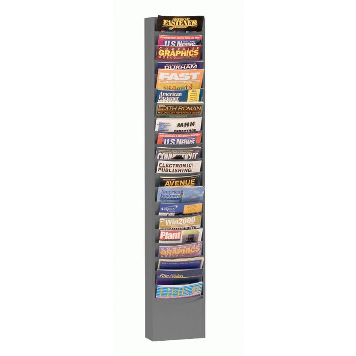400-95 Literature Rack, 20 Pockets, Gray