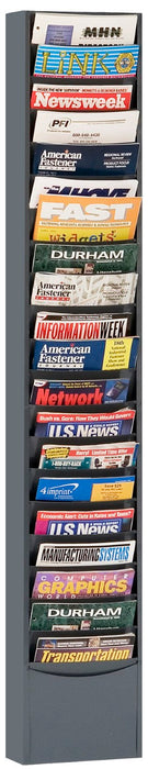 411-95 Literature Rack, 20 Large Pockets, Gray