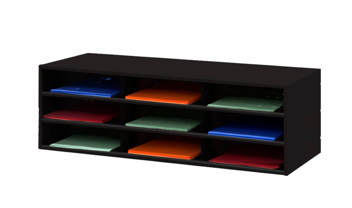 431-08 Horizontal Lit Rack, 9 Pockets, Black