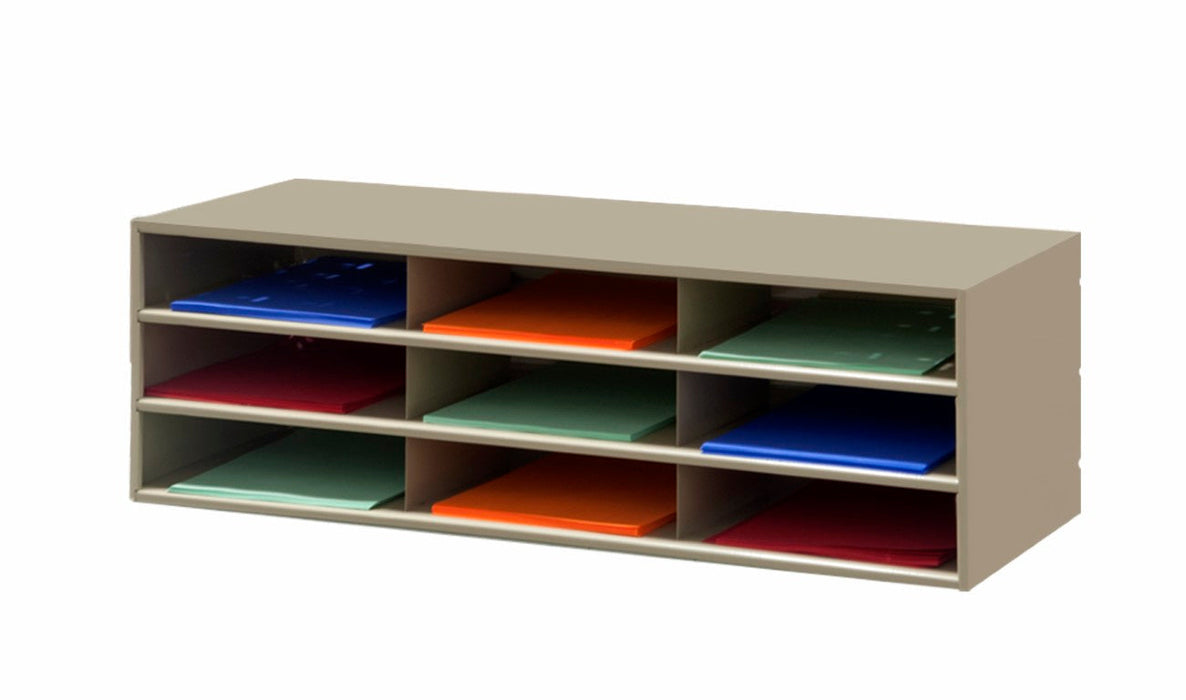431-75 Horizontal Lit Rack, 9 Pockets, Tan
