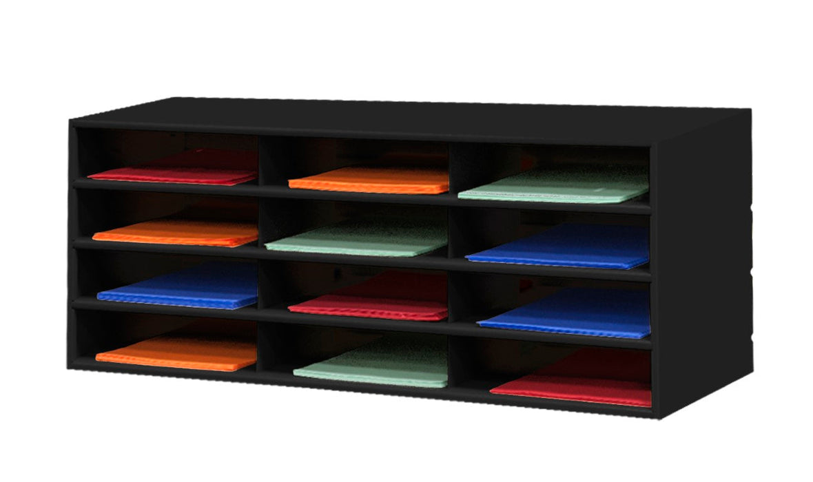 432-08 Horizontal Lit Rack, 12 Pockets, Black