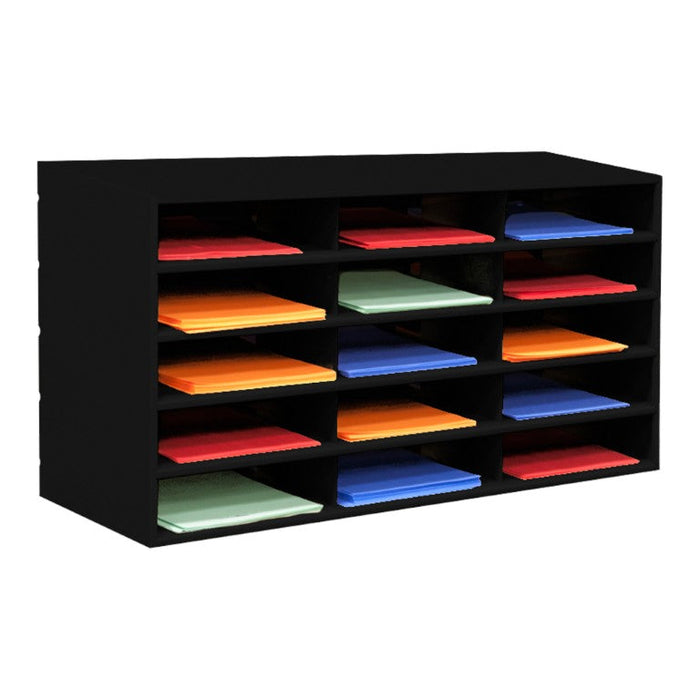 434-08 Horizontal Lit Rack, 15 Pockets, Black