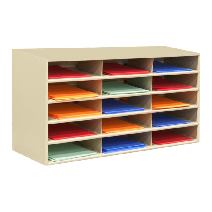 434-75 Horizontal Lit Rack, 15 Pockets, Tan