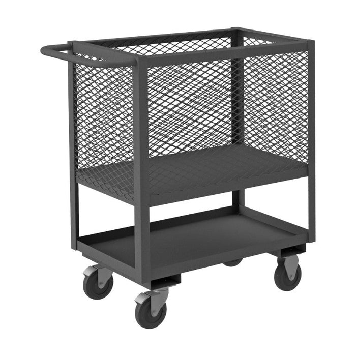 4SLT-EX3048-5PO-95 4 Sided Mesh Low Deck Truck, 2 Shelves