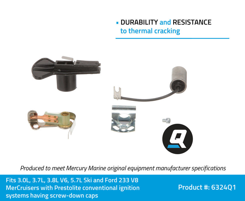 Quicksilver 6324Q1 Ignition Tune Up Kit for MerCruiser Sterndrive and Inboard Engines Made by GM or Ford with Prestolite Conventional Ignition Systems