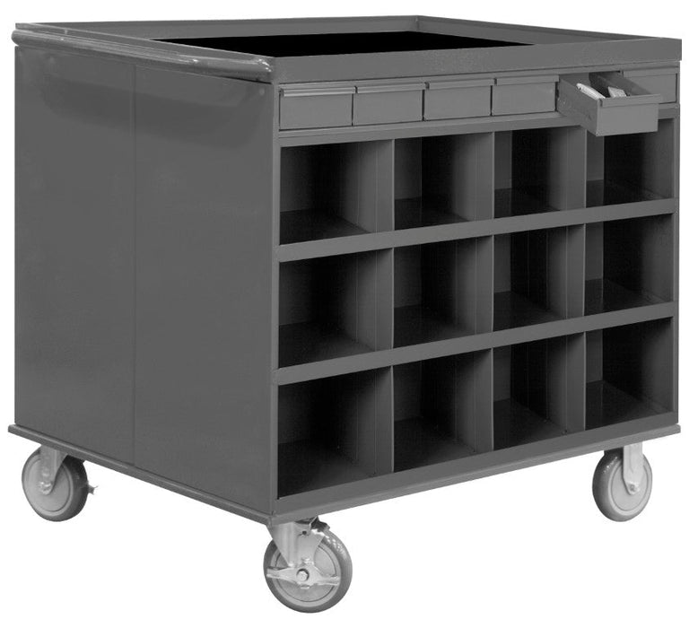 662-95 2 Sided Stock Cart, 12 Bins, 12 Drawers