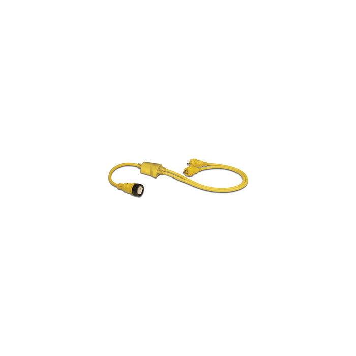Marinco RY504-2-30 Reverse "Y" Adapter Dock Side Male 2-30A 125V Locking to Boat Side Female 50A 125/250V With Sealing Collar System
