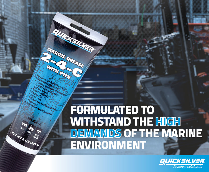 Quicksilver 802859Q1 2-4-C Marine Grease with Teflon, Multi-Purpose Marine Lubricant, 8 oz Tube