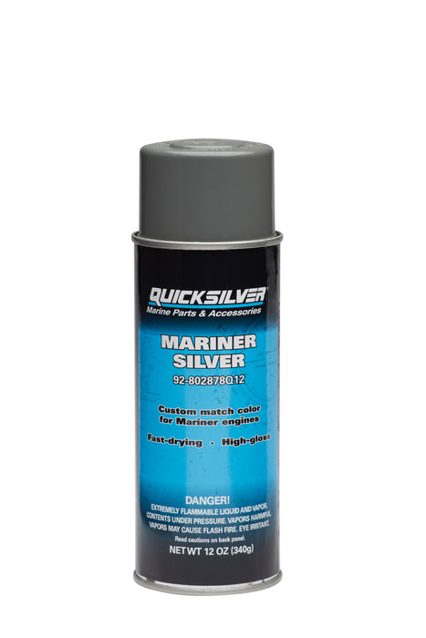 Quicksilver 802878A12 Mariner Silver Enamel Paint, 12 oz Spray Can