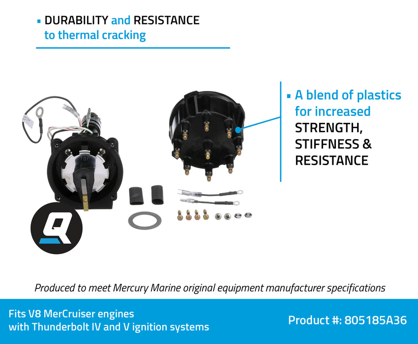 Quicksilver 805185A36 Distributor Assembly for Marinized V8 MerCruiser Engines with Thunderbolt IV and V Ignition Systems