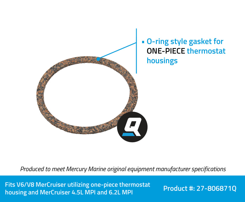 Quicksilver 806871Q Thermostat O-Ring Gasket, MerCruiser, 4.5L & 6.2L