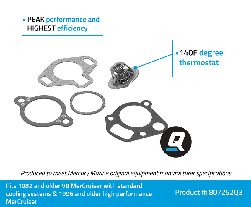 Quicksilver 807252Q3 Replacement 160 Degree F Thermostat for MerCruiser Engines