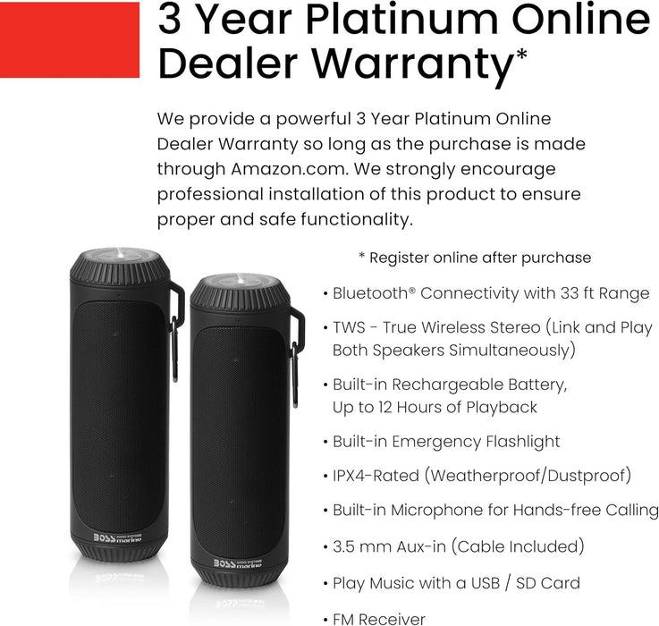 Boss Audio BOLTBLK Portable Bluetooth Speakers – Black