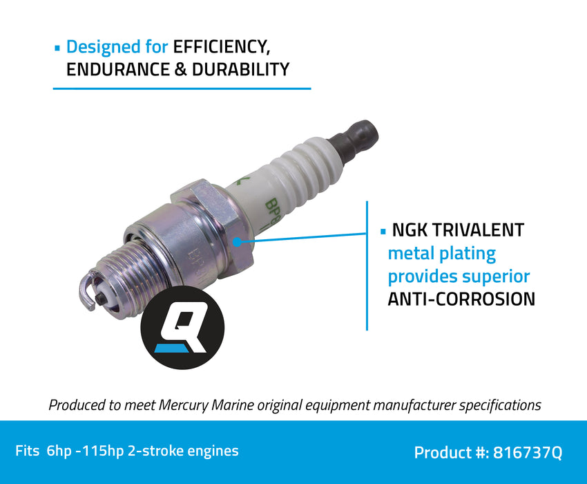 Quicksilver 816737Q NGK BP8HN-10 V-Power Spark Plug, 1 Pack