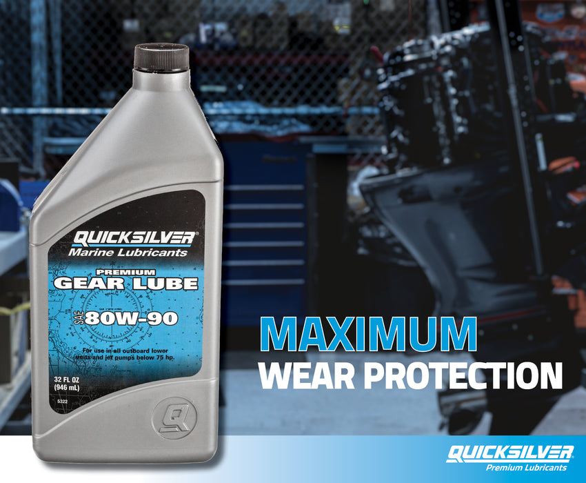 Quicksilver 80W-90 Premium Gear Lube, Marine Engine, 32 oz.