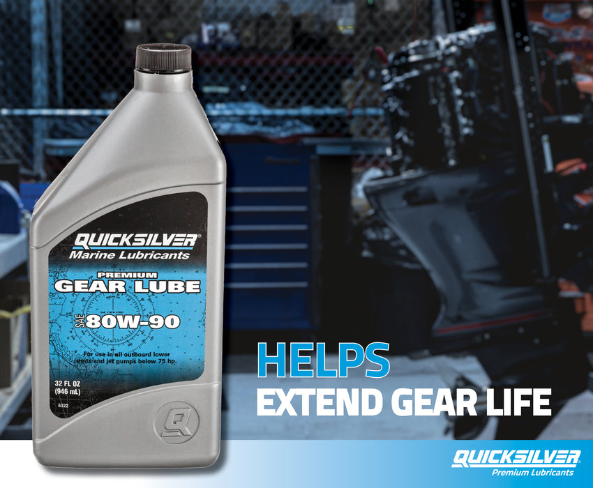 Quicksilver 80W-90 Premium Gear Lube, Marine Engine, 32 oz.