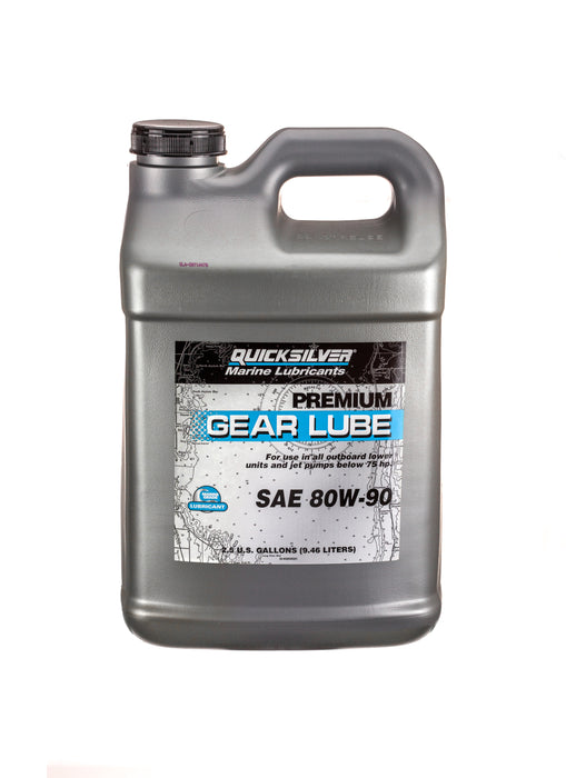 Quicksilver 80W-90 Premium Gear Lube for Outboards and Sterndrives, 2.5 Gallon