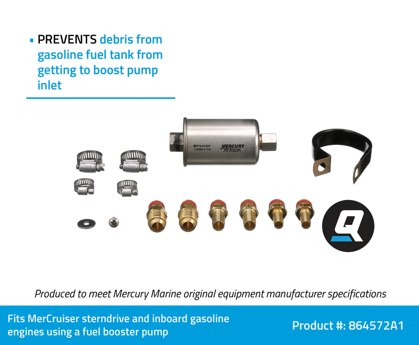 Quicksilver 864572A1 Replacement Inline Fuel Filter Kit for MerCruiser Sterndrive and Inboard Gasoline Engines