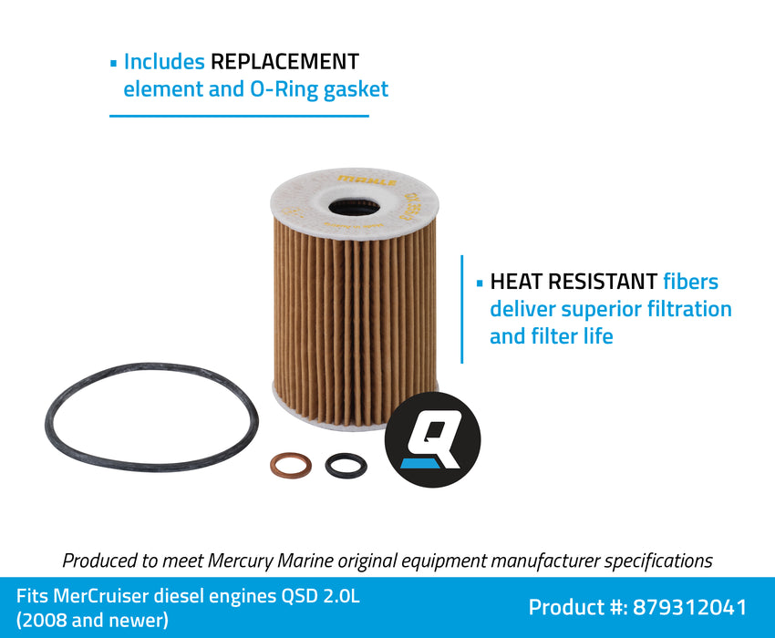 Quicksilver 879312041 Oil Filter Element for MerCruiser Diesel Sterndrive and Inboard Engines
