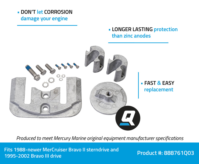 Quicksilver 888761Q03 Aluminum Anode Kit for MerCruiser Bravo II and III Drives