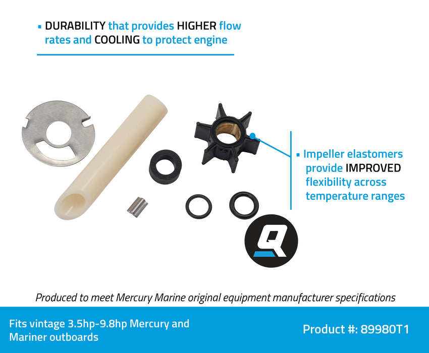Quicksilver 89980T1 Water Pump Repair Kit for Vintage Mercury and Mariner Outboards