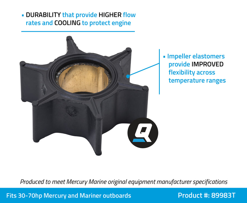 Quicksilver 89983T Water Pump Impeller for Select Mercury and Mariner 30-70hp Outboards