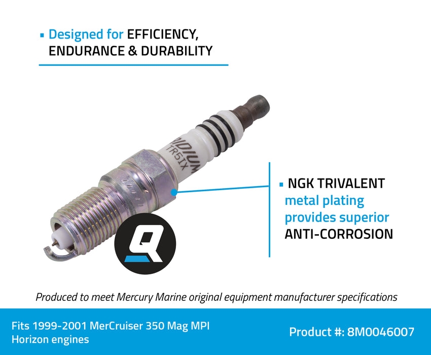 Quicksilver 8M0046007 NGK TR5IX Iridium Spark Plug, 1-Pack
