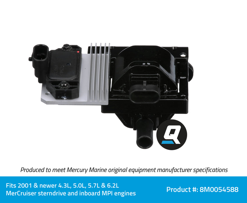 Quicksilver 8M0054588 Ignition Coil for Select MerCruiser Sterndrive and Inboard MPI Engines with ECM 555