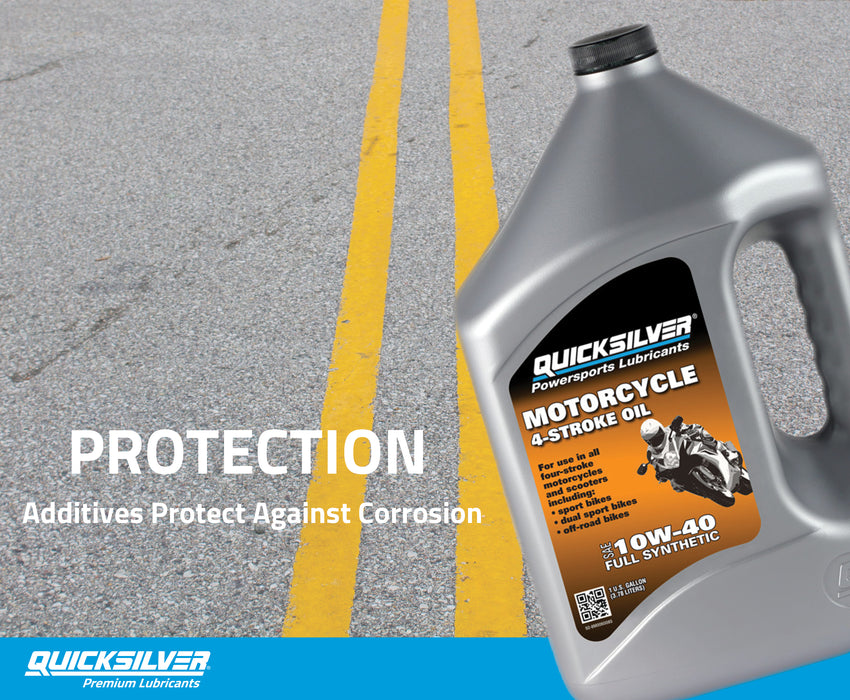Quicksilver 10W-40 4-Stroke Full Synthetic Motorcycle Oil, 1 Gallon