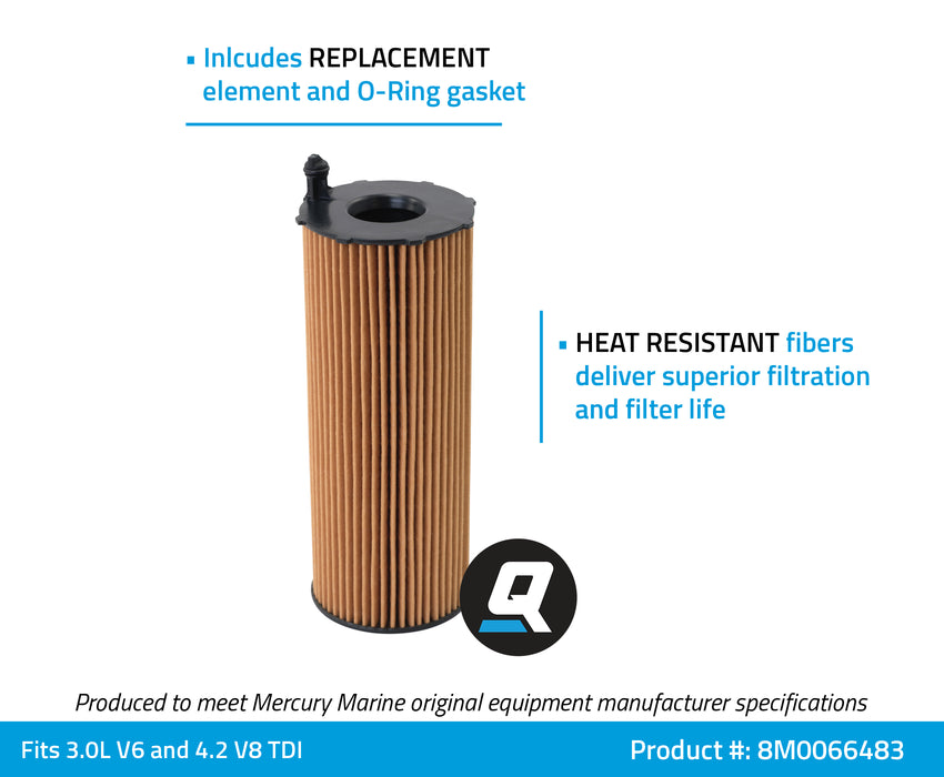 Quicksilver 8M0066483 Oil Filter Element for MerCruiser Diesel Engines