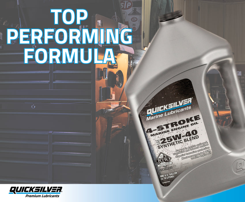 Quicksilver 25W-40 4-Stroke Synthetic Blend Marine Engine Oil, 1 Gallon